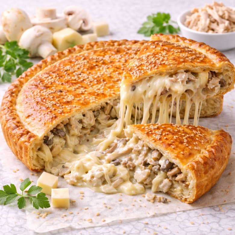 Пирог с курицей и грибами